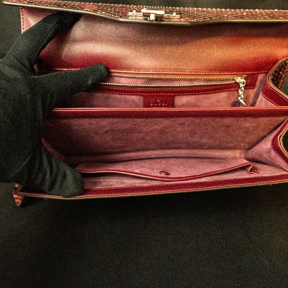 GUCCI Python Lady Lock Mini Briefcase Red Purple - INCREDIBLE - Picture 12 of 13